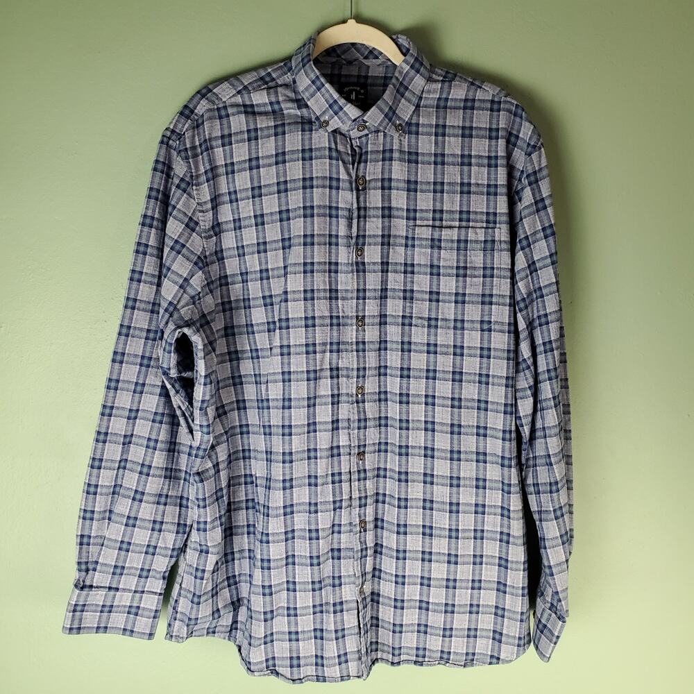 Johnnie-O Top Shelf Mens Blue Plaid Button Up Vardy Shirt Size XXLarge Wake